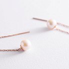 Золотые серьги - протяжки с жемчугом 580035 от ювелирного магазина Оникс - 4