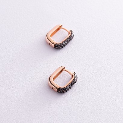 Золотые серьги "Беата" (коричневые фианиты) с08198 №3