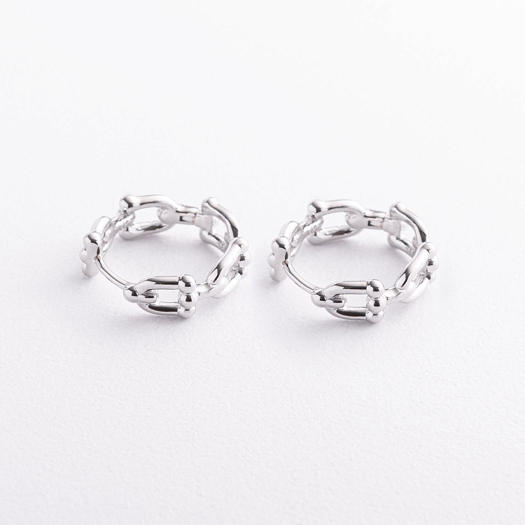 Срібні сережки - кільця "Фантазія" 123551 від ювелірного магазину Онікс - 1