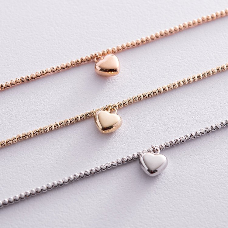 Золотий браслет "Сердечко" б03107 від ювелірного магазину Онікс - 9