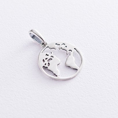 Подвеска "Планета Земля" в серебре 133047 №4
