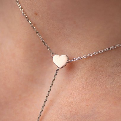 Срібне кольє "Сердечко" (регульована довжина) OR121165 №3
