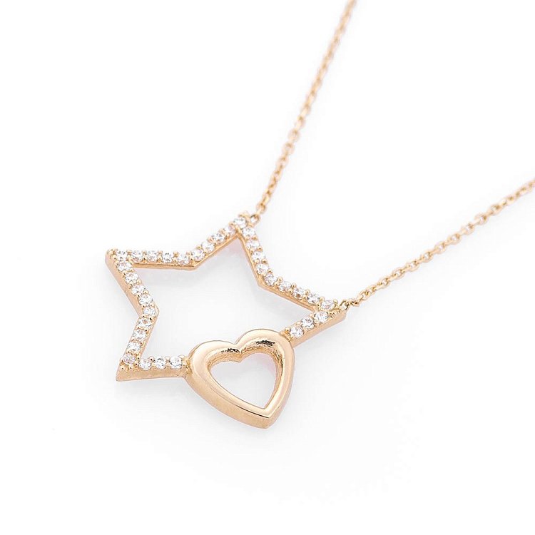 Золоте кольє "Зірка і серце" кол01077 від ювелірного магазину Онікс - 1