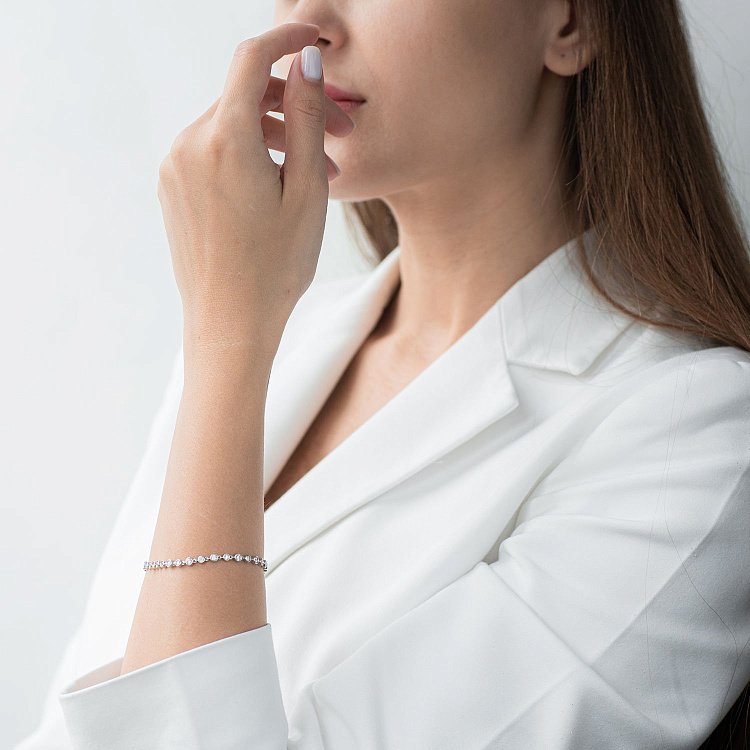 Золотий браслет з діамантами б540ri - 1 Золотий браслет з діамантами б540ri від ювелірного магазину Онікс - 1