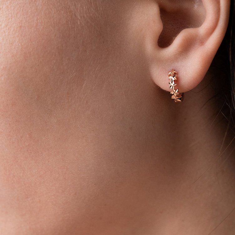 Золоті сережки - кільця "Зірочки" с07793 від ювелірного магазину Онікс - 3