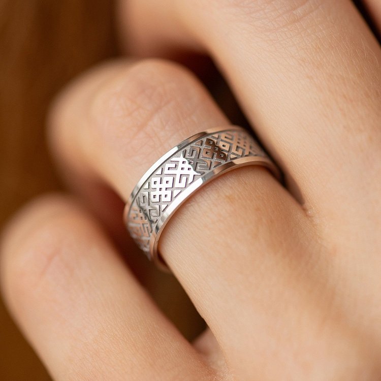 Обручка "Вишиванка" у білому золоті 240511100 від ювелірного магазину Онікс - 3