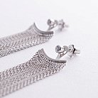 Серебряные серьги - джекеты "Иветта" с цепочками 902-01373 от ювелирного магазина Оникс - 6