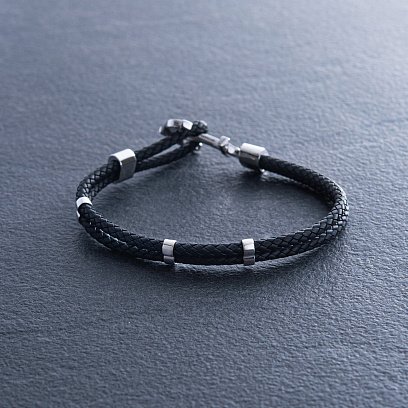 Шкіряний браслет "Якір" із золотою вставкою б02776 №3