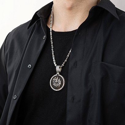 Мужская серебряная цепочка с фианитами 882 №2