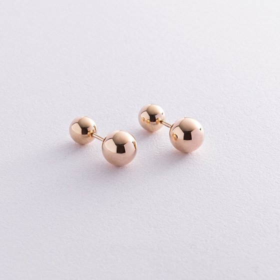 Серьги "Шарики" в желтом золоте с08243 №2