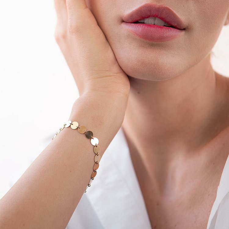 Золотой браслет "Кружочки" б03759 от ювелирного магазина Оникс - 3