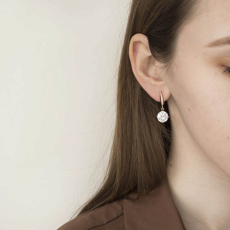 Золотые серьги с фианитами с04310 от ювелирного магазина Оникс - 3