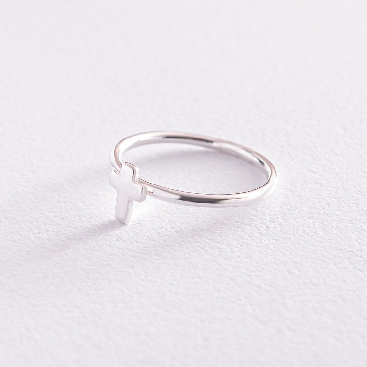 Срібна каблучка з хрестиком 112646 від ювелірного магазину Онікс - 3