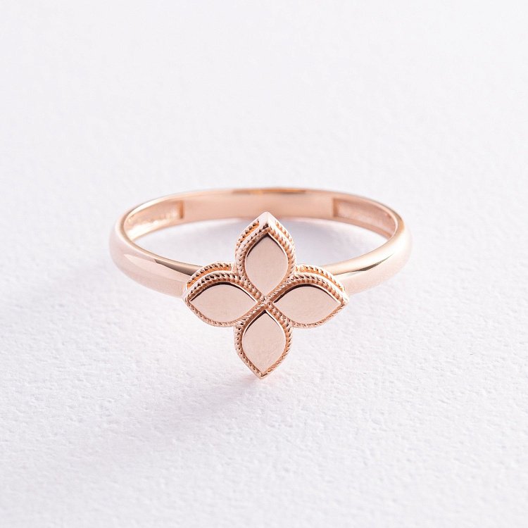 Кольцо "Клевер" в красном золоте к07535 от ювелирного магазина Оникс
