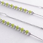 Серебряные серьги - протяжки с зелеными камнями 123292 от ювелирного магазина Оникс - 2