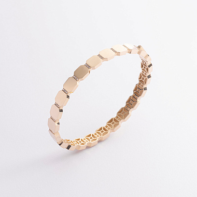 Жесткий браслет "Claudia" в желтом золоте (фианиты) б05546 №3