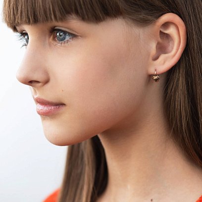 Золоті дитячі сережки "Сердечка" с05405 №4