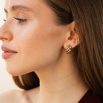 Сережки "Charlie" у червоному золоті с09480 №4