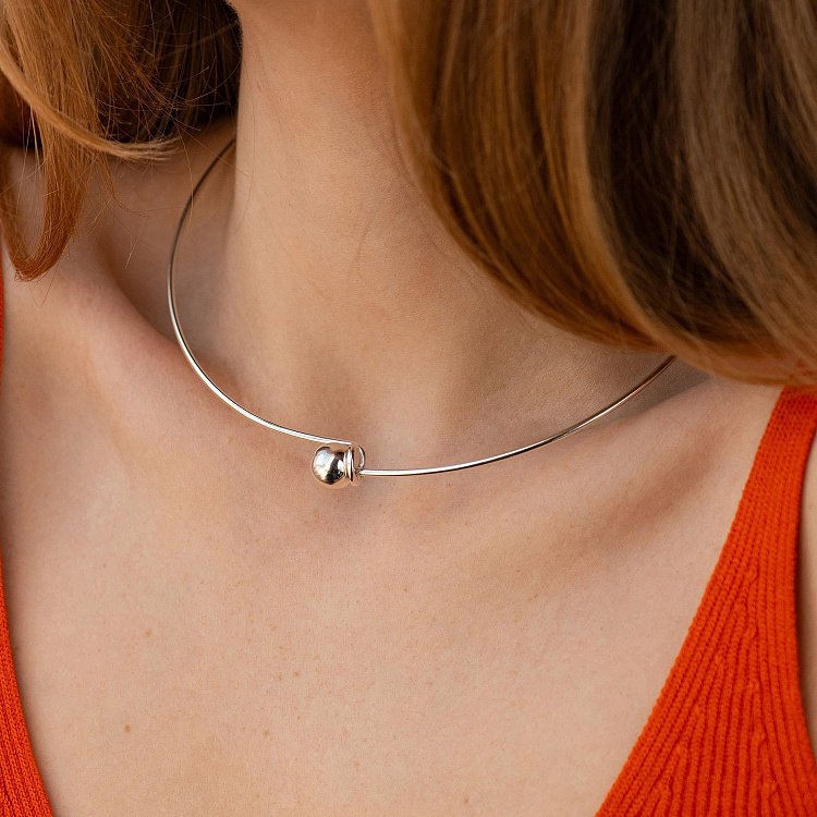 Кольє - чокер "Adele" у сріблі з кулькою (8 мм) 181316 від ювелірного магазину Онікс - 3