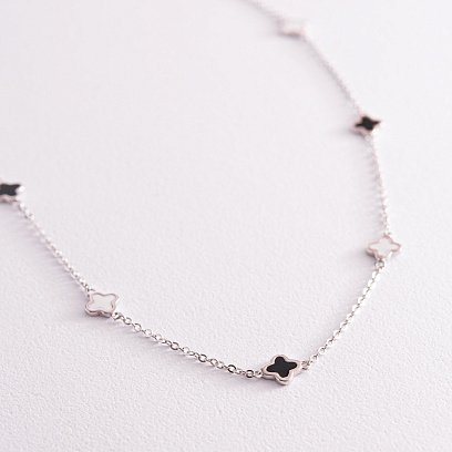 Срібне кольє "Конюшина" (емаль) 181208 №2