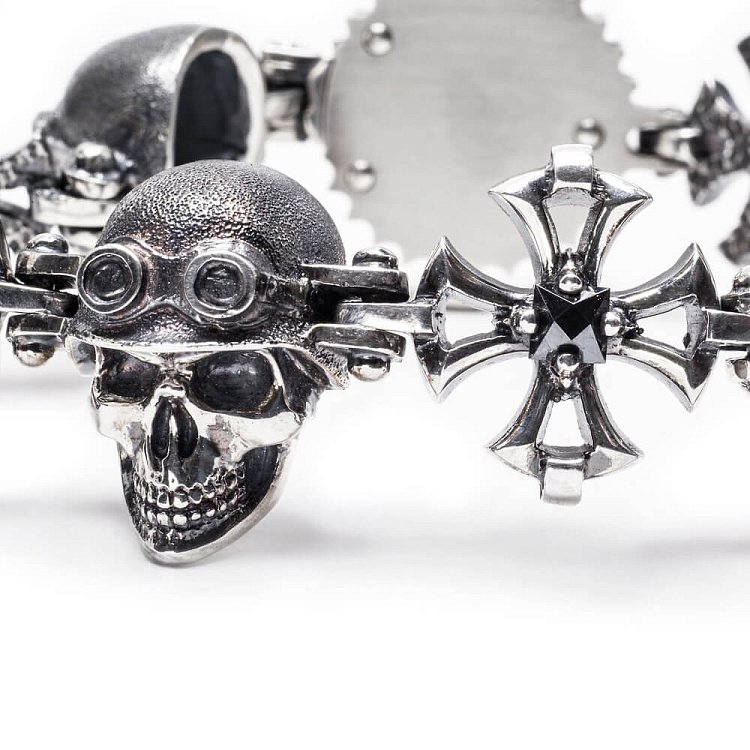 Мужской серебряный браслет  "Гонщик" с гематитом tlbiker от ювелирного магазина Оникс - 3