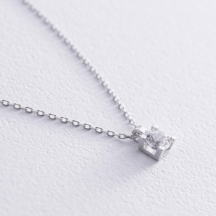 Золотое колье с одним камнем кол00786 от ювелирного магазина Оникс - 3