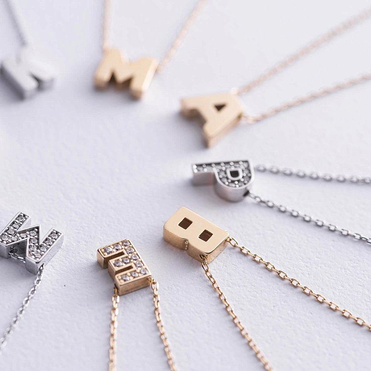 Кольє з буквою "А" в червоному золоті (фіаніти) кол01255А від ювелірного магазину Онікс - 5