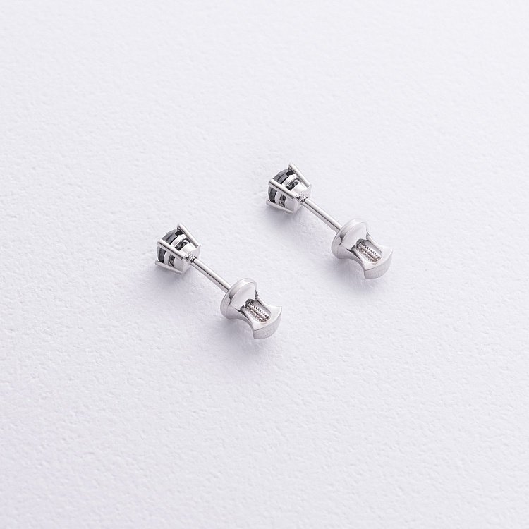 Серьги - пусеты с черными бриллиантами (белое золото) 336171122 от ювелирного магазина Оникс - 4