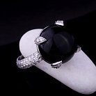 Женское кольцо с ониксом и фианитами (родий) 111642 от ювелирного магазина Оникс - 4