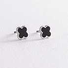 Золотые серьги - пусеты "Клевер" (эмаль) 500047Bч от ювелирного магазина Оникс