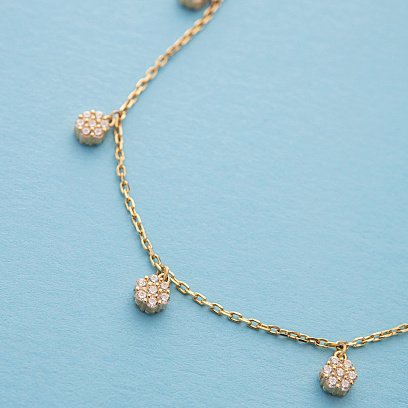 Колье "Цветочки" с фианитами (желтое золото) кол01401 №7