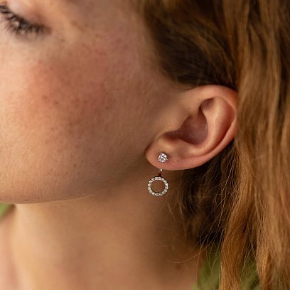 Срібні сережки - джекети "Кругообіг" з фіанітами 2674/9р-CZ №4