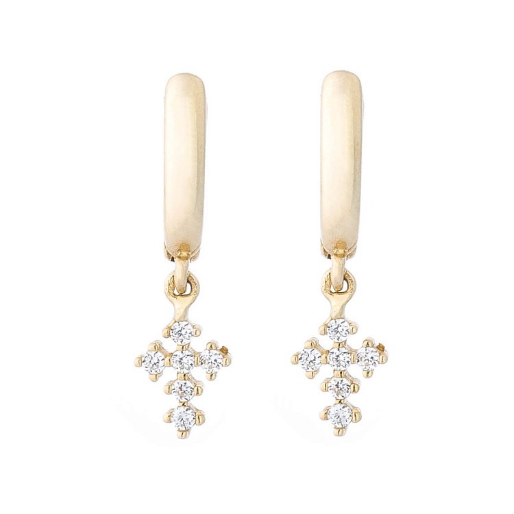 Золоті сережки з хрестиками (фіаніти) с05624 від ювелірного магазину Онікс