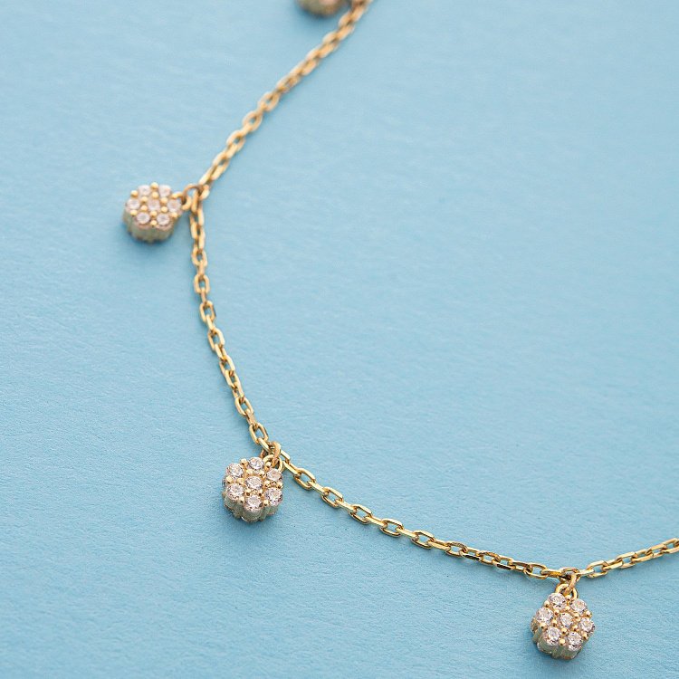 Колье "Цветочки" с фианитами (желтое золото) кол01401 от ювелирного магазина Оникс - 6