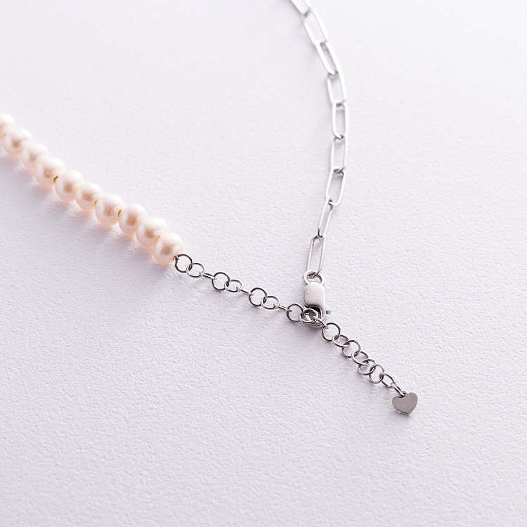 Серебряное колье "Герб Украины - Тризуб" с жемчугом 1098 от ювелирного магазина Оникс - 6