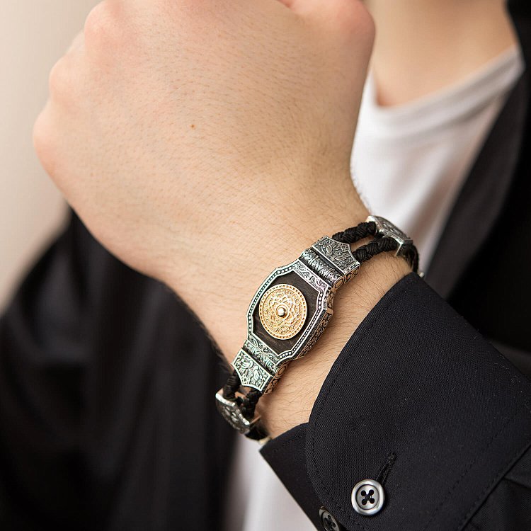 Серебряный браслет "Армянская Звезда" (эбеновое дерево) 817 от ювелирного магазина Оникс - 11