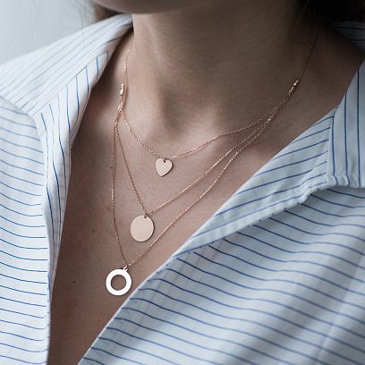 Золоте кольє "Серце і круги" кол01583 №2