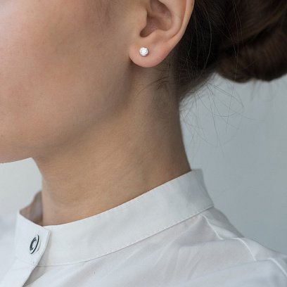 Срібні сережки - пусети (фіаніт) 122385 №5