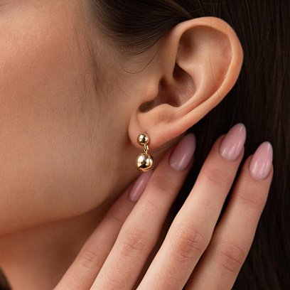 Сережки - пусети "Margo" з кульками (жовте золото) с08241 №2