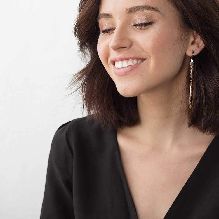 Висячие серьги из красного золота с06305 от ювелирного магазина Оникс - 3