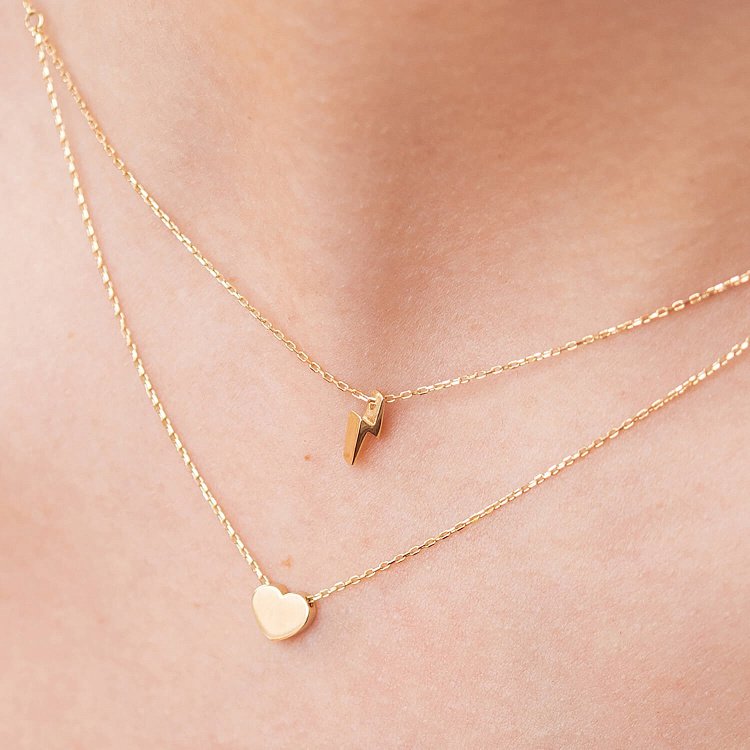 Двойное золотое колье "Молния и сердечко" кол02311 от ювелирного магазина Оникс - 8