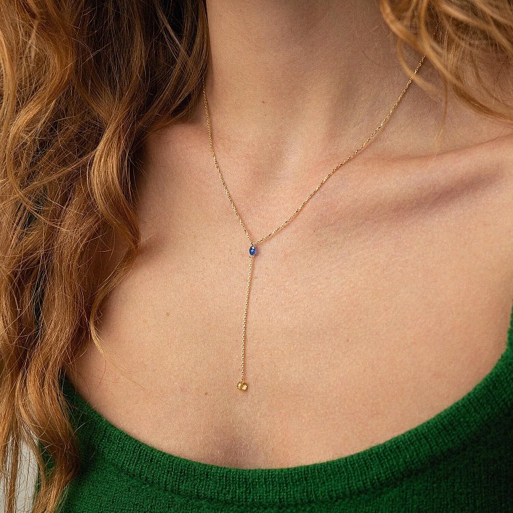 Колье - галстук "Colors of freedom" в желтом золоте (фианиты) кол02339 от ювелирного магазина Оникс - 1