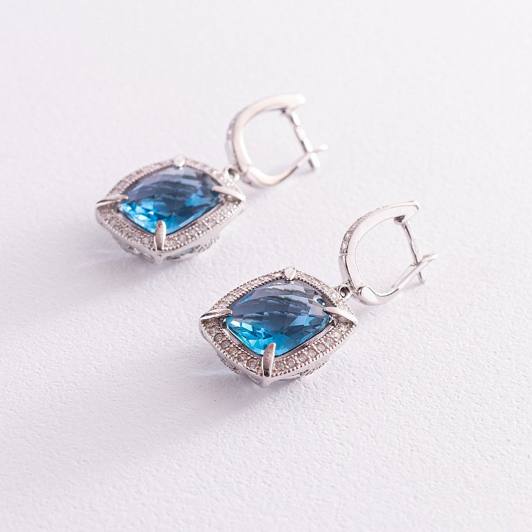 Срібні сережки з синіми фіанітами с24 від ювелірного магазину Онікс - 2