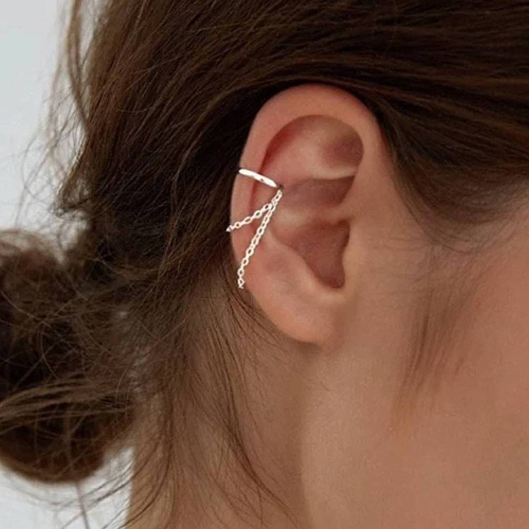 Срібна сережка - каффа з ланцюжками 123223 від ювелірного магазину Онікс