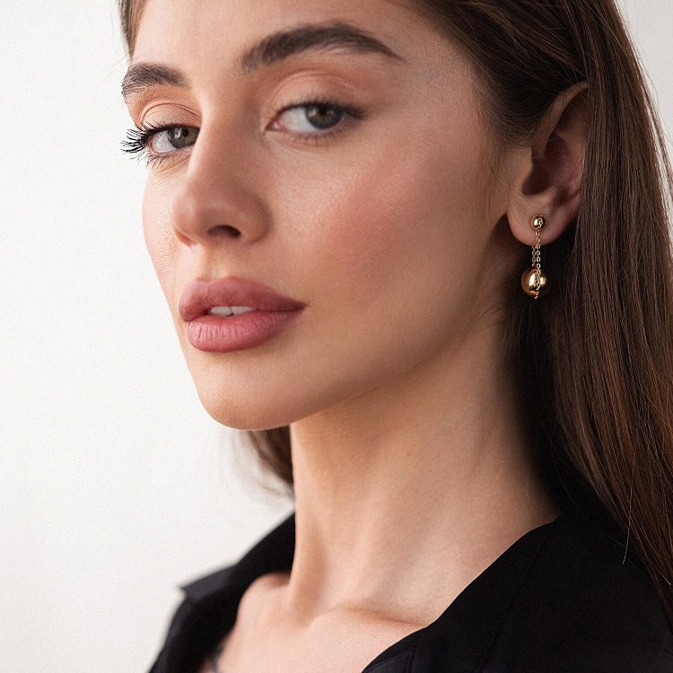 Серьги "Шарики" в желтом золоте 323623100 от ювелирного магазина Оникс - 3