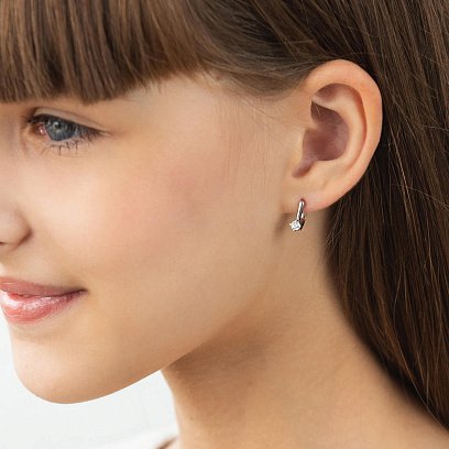 Дитячі срібні сережки з фіанітами 242 №2