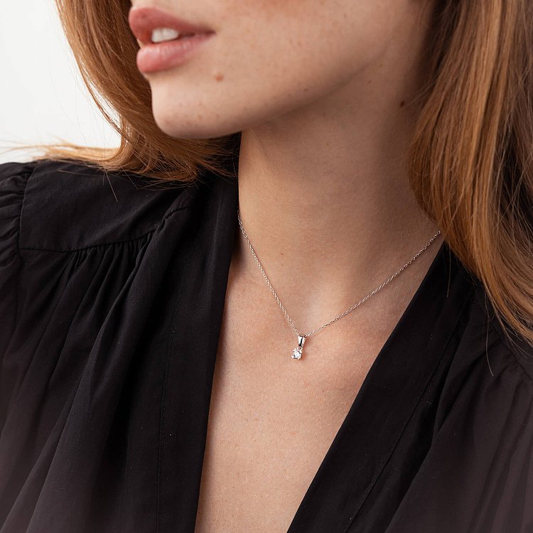 Золотой кулон с фианитом п03128 от ювелирного магазина Оникс - 3