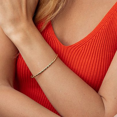 Жорсткий золотий браслет "Переплетення" б05349 №4