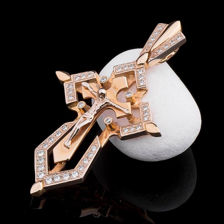 Православний хрестик з фіанітами 503117 від ювелірного магазину Онікс