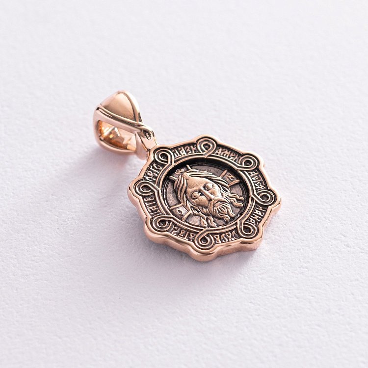 Золотая православная подвеска "Спас Нерукотворный. Молитва" п03637 от ювелирного магазина Оникс